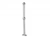 Single ball joint handrail post with welded steel ball and horizontal rails for easy modular installation